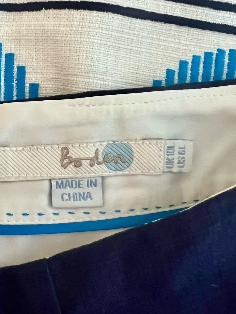 Boden Navy and Bright Blue Dot A-Line Skirt - Picture 3 of 8